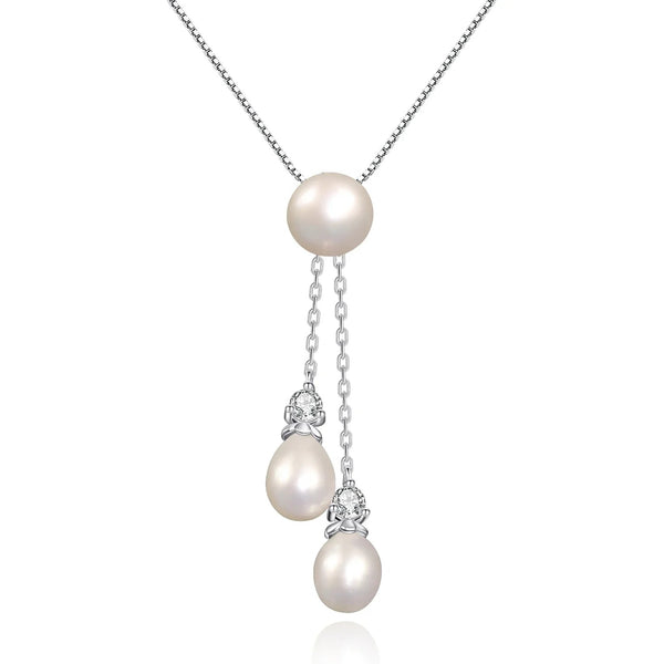 Triple Freshwater Pearl Tassel Pendant | 9mm | 925 Sterling Silver | Luxury Gold Palace