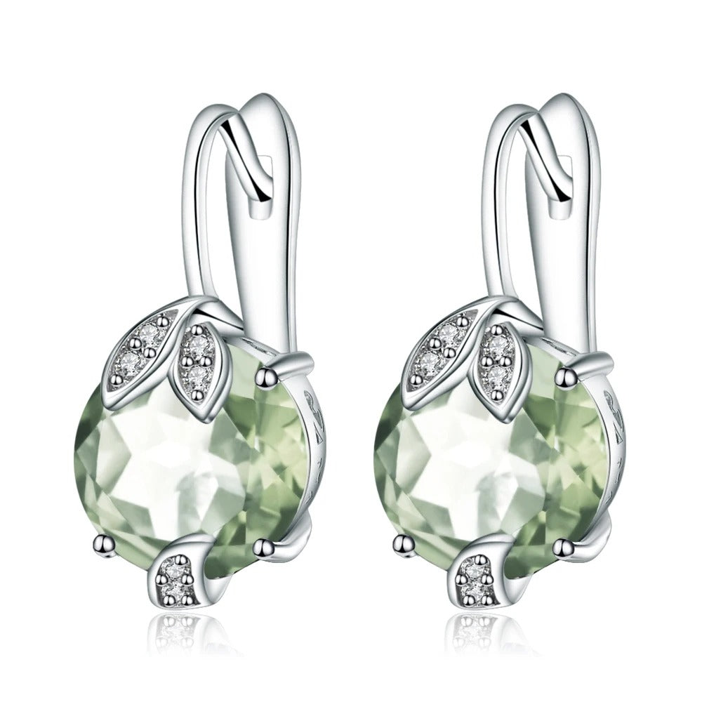 Natural Green Amethyst (Prasiolite) Leaf Drop Earrings | 6.64Ct 925 Silver