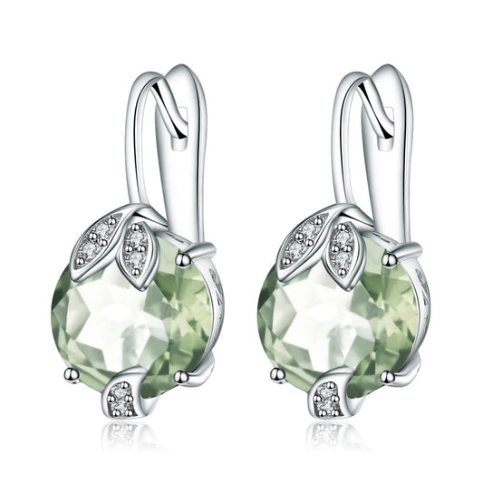 Natural Green Amethyst (Prasiolite) Leaf Drop Earrings | 6.64Ct 925 Silver