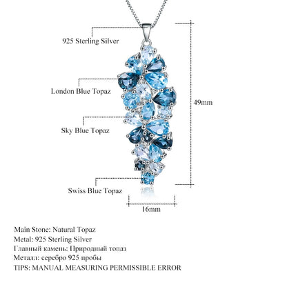 10.07Ct Blue Topaz Ombré Pendant | 925 Silver | Luxury Gold Palace