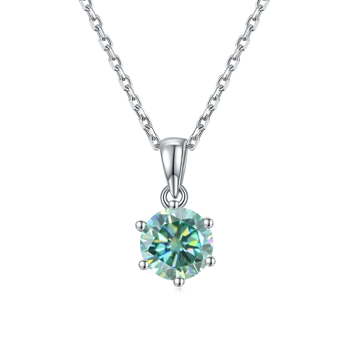 1.0Ct Green Moissanite Solitaire Necklace | GRA Certified | 925 Silver