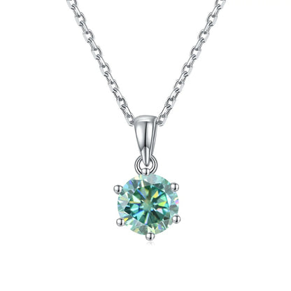 1.0Ct Green Moissanite Solitaire Necklace | GRA Certified | 925 Silver