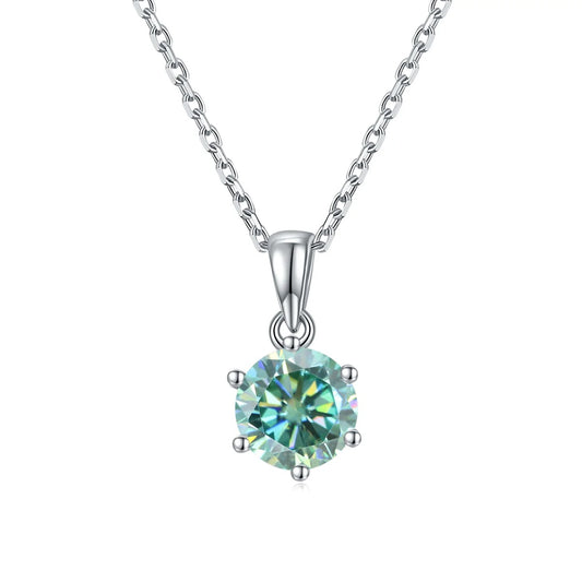 1.0Ct Green Moissanite Solitaire Necklace | GRA Certified | 925 Silver