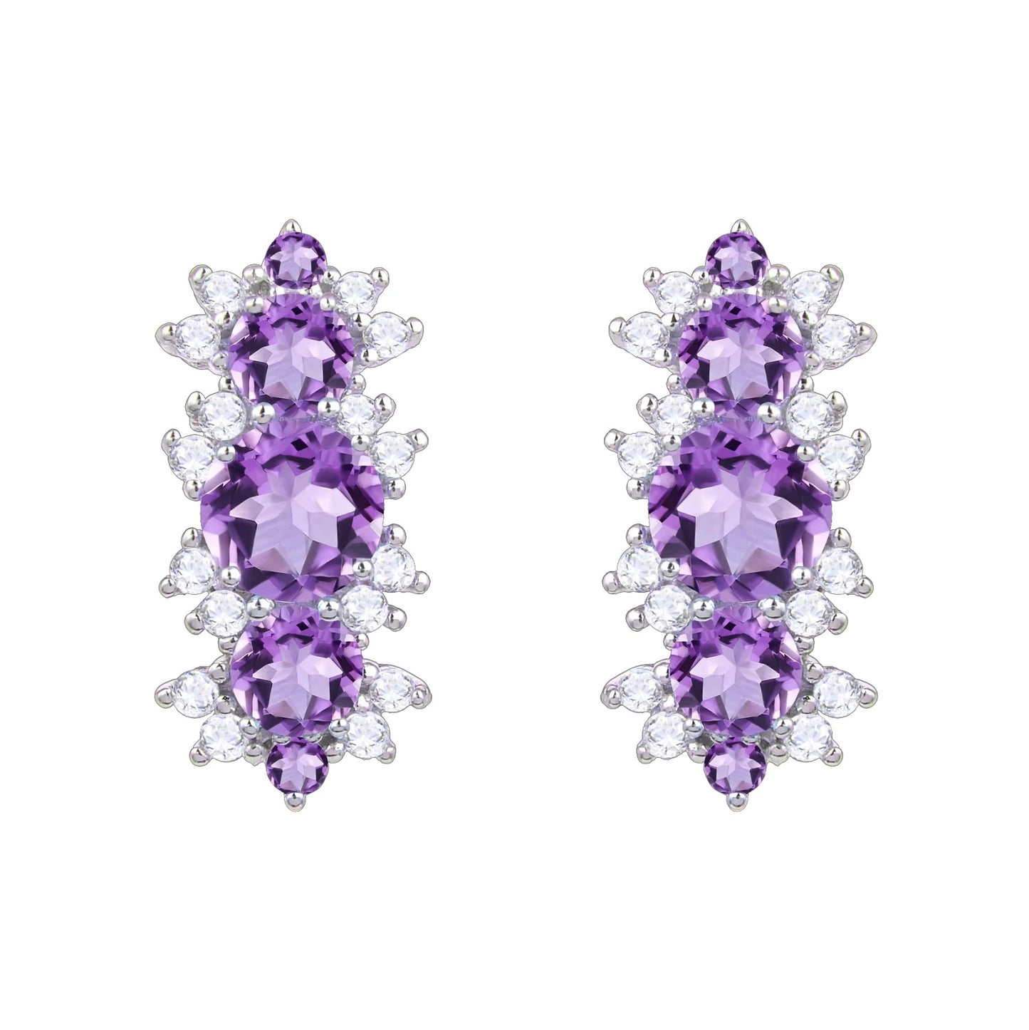 Vintage Sky Blue Topaz Three-Stone Earrings | 925 Sterling Silver