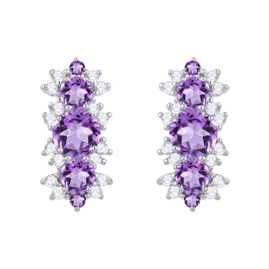 Vintage Sky Blue Topaz Three-Stone Earrings | 925 Sterling Silver