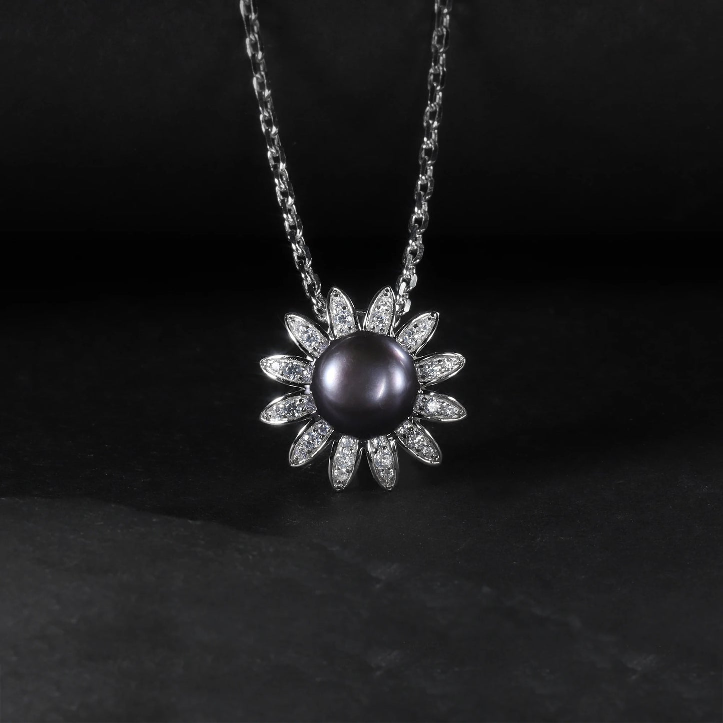 Sunflower Freshwater Pearl Pendant | 10mm | 925 Sterling Silver | Luxury Gold Palace