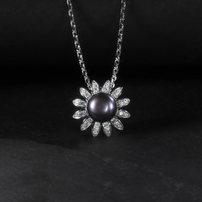 Sunflower Freshwater Pearl Pendant | 10mm | 925 Sterling Silver | Luxury Gold Palace