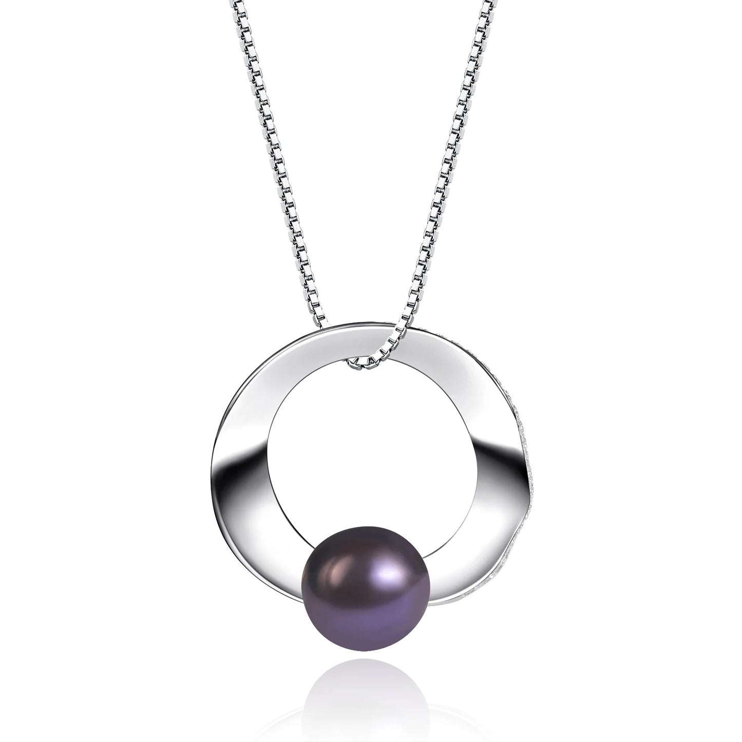 Modern Circle Pearl Pendant | 8mm Freshwater Pearl | Luxury Gold Palace