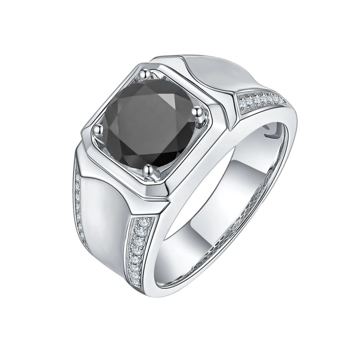 Men's D Color Moissanite Ring | 1ct, 2ct, 3ct Options | 925 Silver