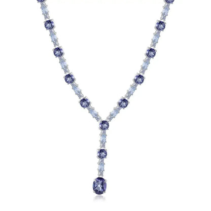 Mystic Quartz & Sky Blue Topaz Y-Necklace | 925 Silver | Bridal Jewelry
