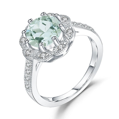 Natural Sky Blue Topaz Flower Ring | 2.58Ct | 925 Sterling Silver
