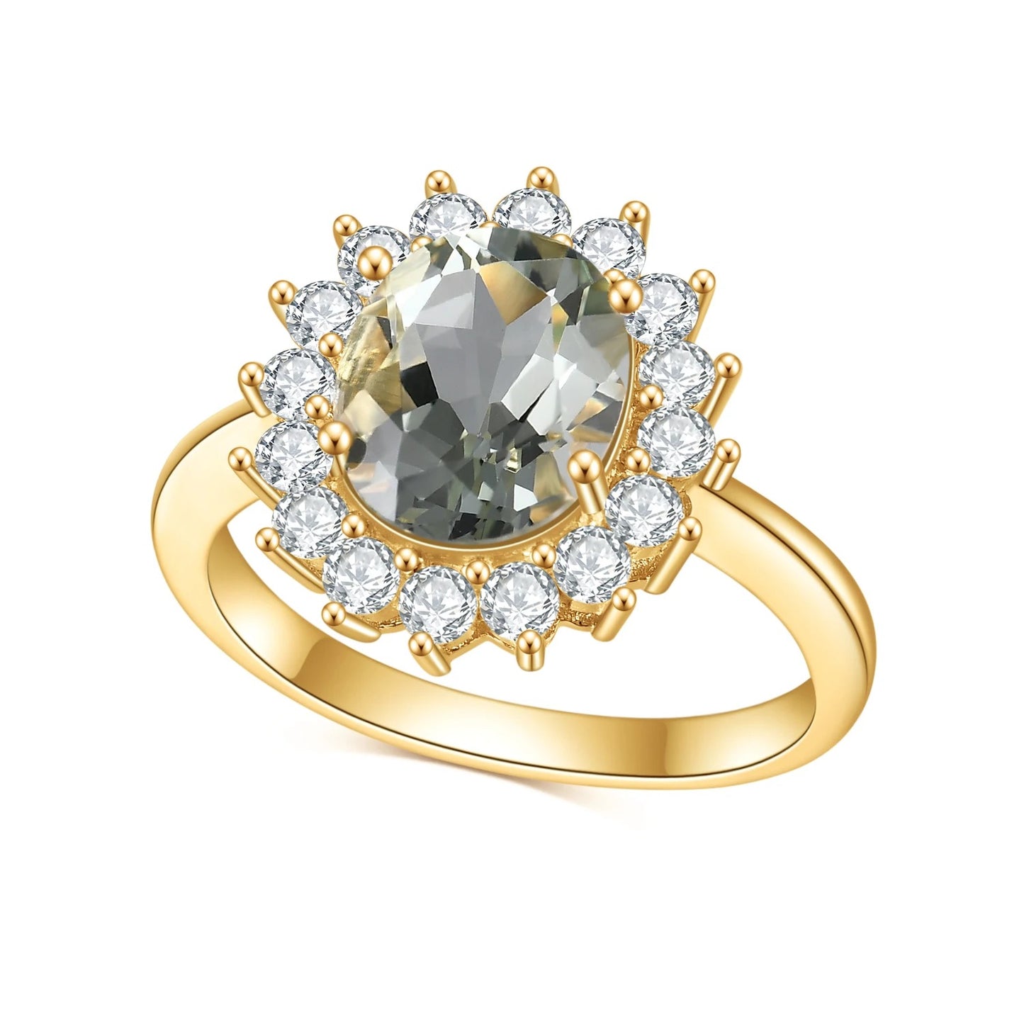 Princess Diana Style Halo Ring | Gold Vermeil | 6 Gemstone Colors
