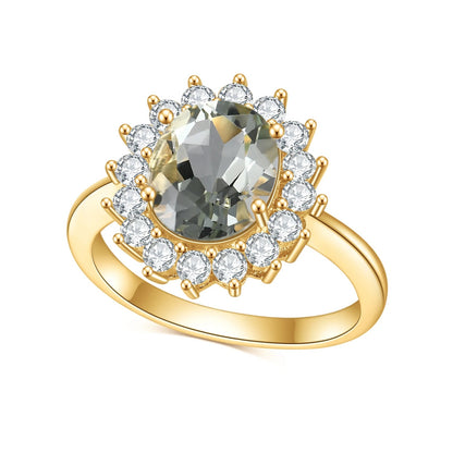 Princess Diana Style Halo Ring | Gold Vermeil | 6 Gemstone Colors
