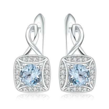 Natural Sky Blue Topaz Infinity Drop Earrings | 925 Sterling Silver | Luxury Gold Palace