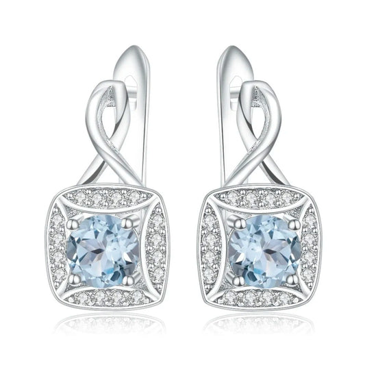 Natural Sky Blue Topaz Infinity Drop Earrings | 925 Sterling Silver | Luxury Gold Palace