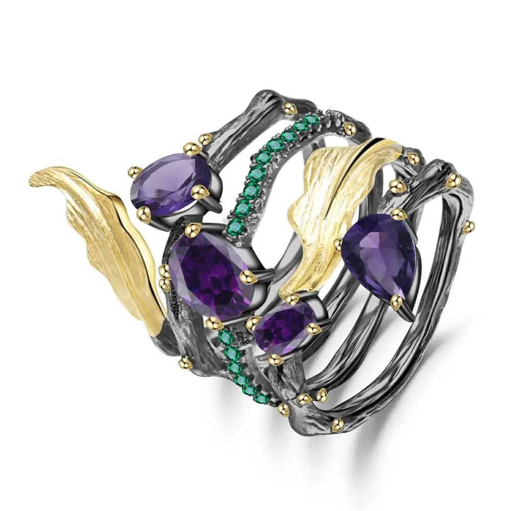 Vintage Neo-Gothic Amethyst Ring | 925 Sterling Silver (2.26Ct)