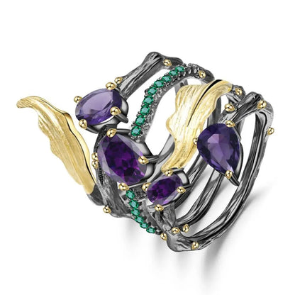 Vintage Neo-Gothic Amethyst Ring | 925 Sterling Silver (2.26Ct)