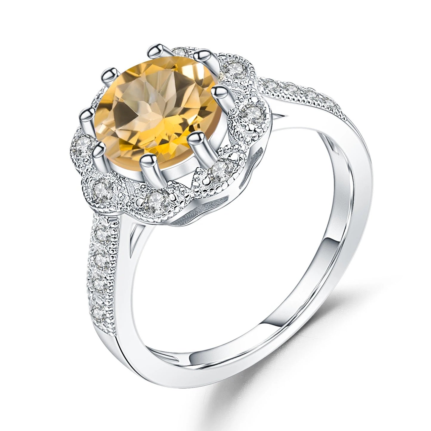 Natural Sky Blue Topaz Flower Ring | 2.58Ct | 925 Sterling Silver