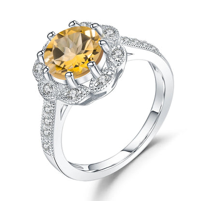 Natural Sky Blue Topaz Flower Ring | 2.58Ct | 925 Sterling Silver
