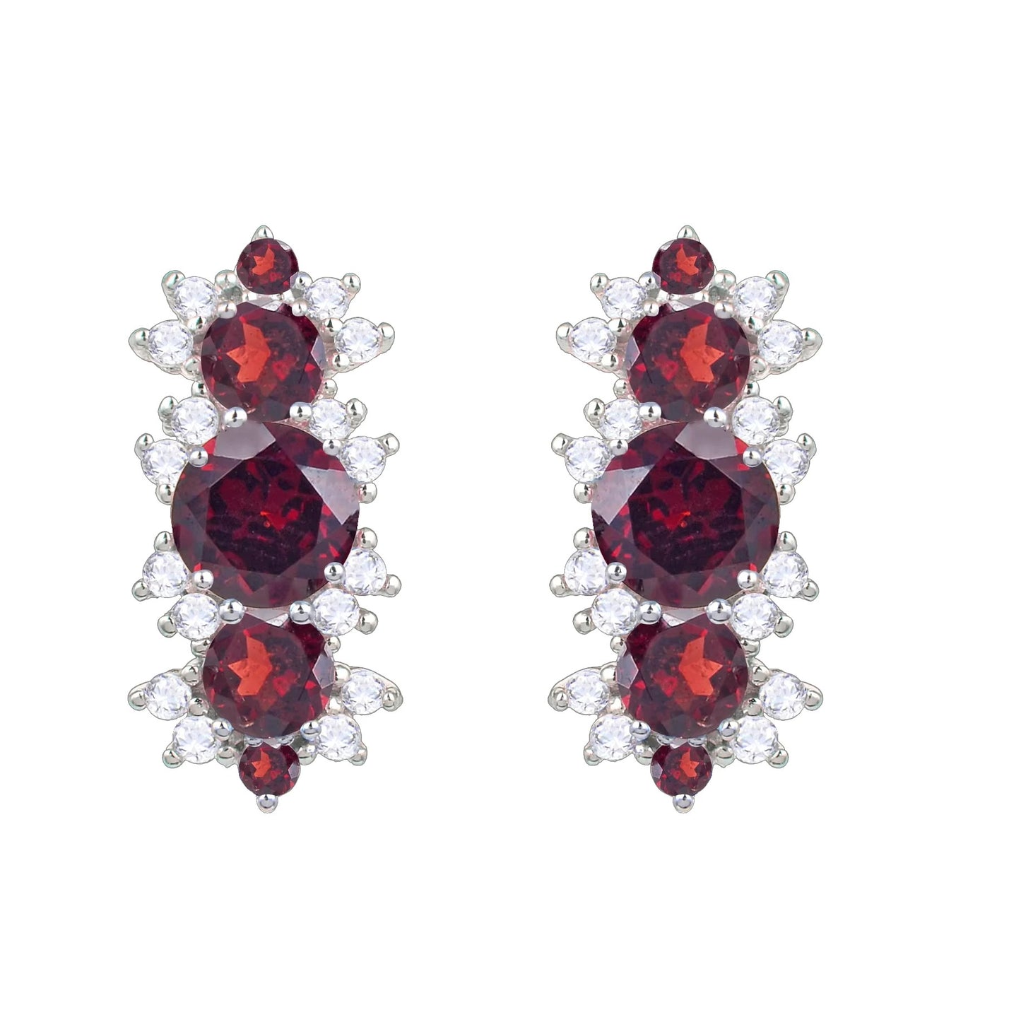 Vintage Sky Blue Topaz Three-Stone Earrings | 925 Sterling Silver