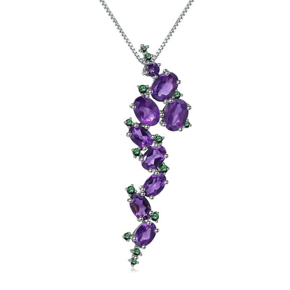 Natural Amethyst Cascading Vine Pendant | 4.89Ct 925 Sterling Silver