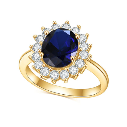 Princess Diana Style Halo Ring | Gold Vermeil | 6 Gemstone Colors