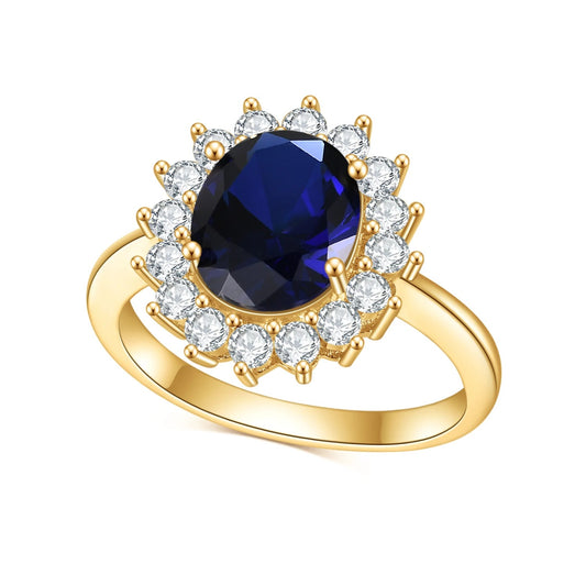 Princess Diana Style Halo Ring | Gold Vermeil | 6 Gemstone Colors